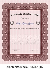 Red Diploma or certificate template. Customizable, Easy to edit and change colors. With guilloche pattern. Superior design. 