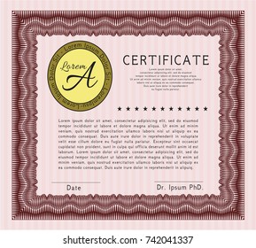 Red Diploma or certificate template. Customizable, Easy to edit and change colors. With quality background. Money Pattern design. 