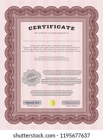 Red Diploma or certificate template. Easy to print. Sophisticated design. Customizable, Easy to edit and change colors. 