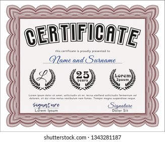Red Diploma or certificate template. Easy to print. Excellent design. Customizable, Easy to edit and change colors. 