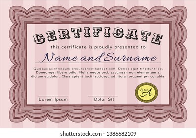 Red Diploma or certificate template. Easy to print. Sophisticated design. Customizable, Easy to edit and change colors. 