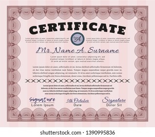 Red Diploma or certificate template. Easy to print. Good design. Customizable, Easy to edit and change colors. 