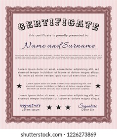 Red Diploma or certificate template. Elegant design. With guilloche pattern. Customizable, Easy to edit and change colors. 