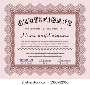 Red Diploma or certificate template. Elegant design. Complex background. Customizable, Easy to edit and change colors. 