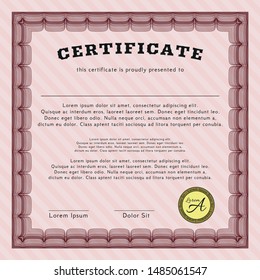 Red Diploma or certificate template. Elegant design. With linear background. Customizable, Easy to edit and change colors. 