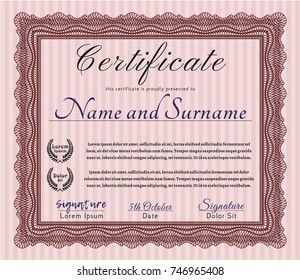 Red Diploma or certificate template. Elegant design. Customizable, Easy to edit and change colors. Complex background. 