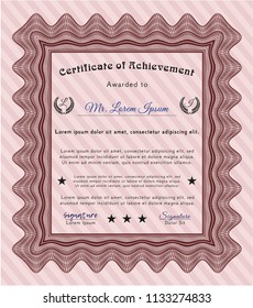 Red Diploma or certificate template. Excellent design. Detailed. With linear background. 