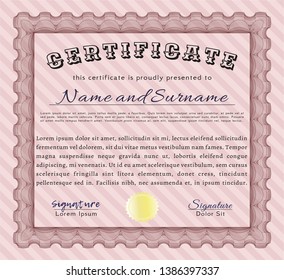 Red Diploma or certificate template. Excellent design. Easy to print. Detailed. 