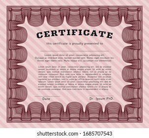 Red Diploma or certificate template. Excellent design. With linear background. Customizable, Easy to edit and change colors. 