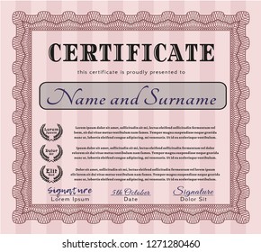 Red Diploma or certificate template. Good design. Customizable, Easy to edit and change colors. With guilloche pattern and background. 