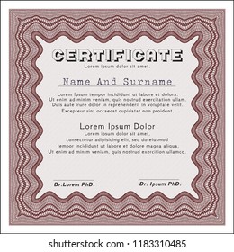 Red Diploma or certificate template. With guilloche pattern. Excellent design. Customizable, Easy to edit and change colors. 