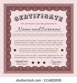Red Diploma or certificate template. With linear background. Customizable, Easy to edit and change colors. Good design. 
