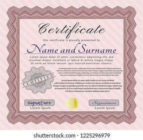 Red Diploma or certificate template. Modern design. With guilloche pattern and background. Customizable, Easy to edit and change colors. 