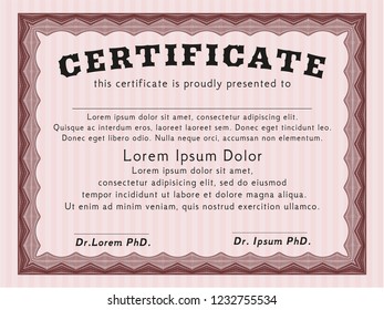 Red Diploma or certificate template. Modern design. With complex background. Customizable, Easy to edit and change colors. 