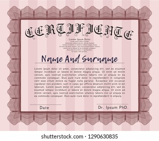 Red Diploma or certificate template. Money Pattern design. Customizable, Easy to edit and change colors. Printer friendly. 