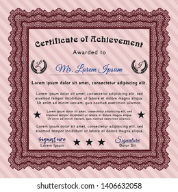 Red Diploma or certificate template. Money style design. Customizable, Easy to edit and change colors. Easy to print. 