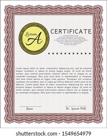 Red Diploma or certificate template. Nice design. Customizable, Easy to edit and change colors. With linear background. 