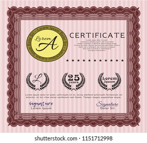 Red Diploma or certificate template. Printer friendly. Customizable, Easy to edit and change colors. Nice design. 