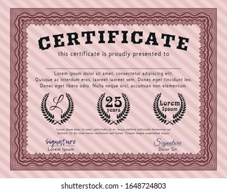 Red Diploma or certificate template. Printer friendly. Customizable, Easy to edit and change colors. Cordial design. 