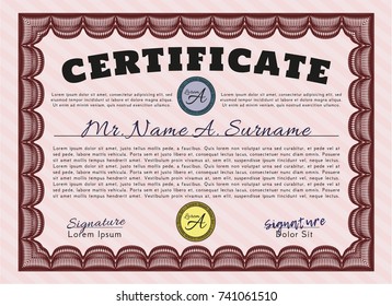 Red Diploma or certificate template. Printer friendly. Customizable, Easy to edit and change colors. Good design. 