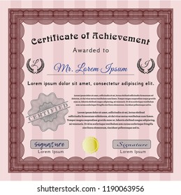 Red Diploma or certificate template. With quality background. Detailed. Superior design. 