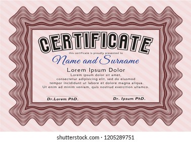 Red Diploma or certificate template. Superior design. Customizable, Easy to edit and change colors. Complex background. 