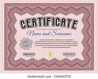 Red Diploma or certificate template. Vector illustration. With quality background. Good design. 