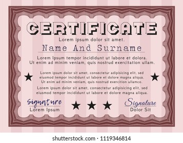 Red Diploma. With complex background. Cordial design. Customizable, Easy to edit and change colors. 