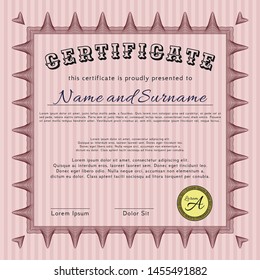 Red Diploma. With complex background. Modern design. Detailed. 