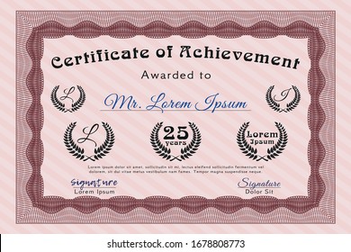 Red Diploma. Complex background. Money style design. Detailed. 