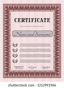 Red Diploma. With complex background. Perfect design. Detailed. 