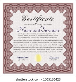 Red Diploma. With complex background. Sophisticated design. Detailed. 