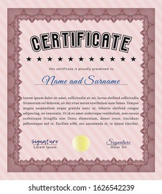 Red Diploma. Complex background. Vector illustration. Modern design. 