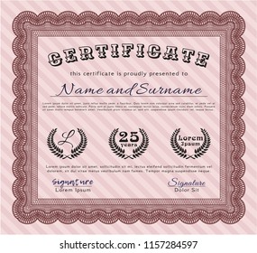Red Diploma. With complex linear background. Customizable, Easy to edit and change colors. Retro design. 
