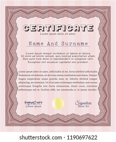 Red Diploma. With complex linear background. Perfect design. Vector illustration. 
