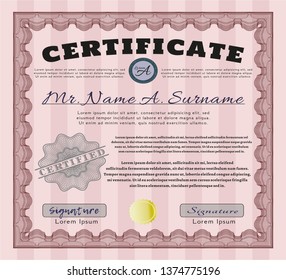 Red Diploma. With complex linear background. Modern design. Customizable, Easy to edit and change colors. 