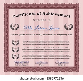Red Diploma. With complex linear background. Lovely design. Customizable, Easy to edit and change colors. 
