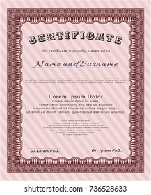Red Diploma. With complex linear background. Nice design. Customizable, Easy to edit and change colors. 