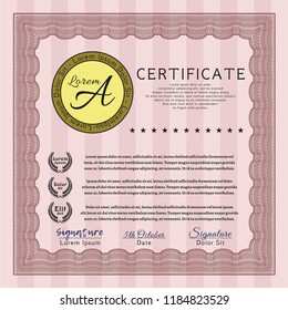 Red Diploma. Customizable, Easy to edit and change colors. With complex background. Lovely design. 