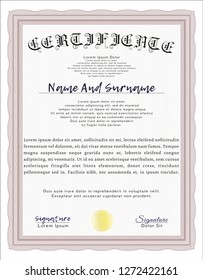 Red Diploma. Customizable, Easy to edit and change colors. With complex background. Money Pattern design. 