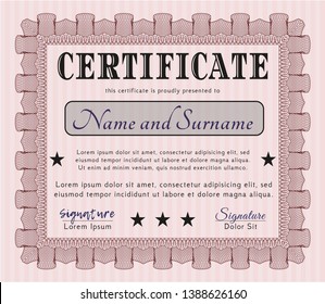 Red Diploma. Customizable, Easy to edit and change colors. Complex background. Money Pattern design. 