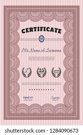 Red Diploma. Detailed. With complex background. Retro design. 