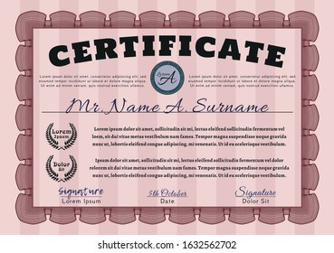 Red Diploma. Detailed. Printer friendly. Retro design. 