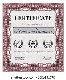 Red Diploma. Excellent design. Vector illustration. With background. 