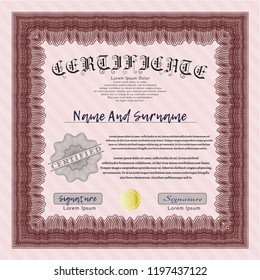 Red Diploma. Good design. Vector illustration. Printer friendly. 