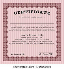 Red Diploma. With great quality guilloche pattern. Detailed. Retro design. 
