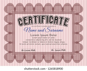 Red Diploma. With guilloche pattern and background. Customizable, Easy to edit and change colors. Artistry design. 