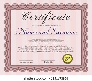 Red Diploma. With linear background. Cordial design. Customizable, Easy to edit and change colors. 