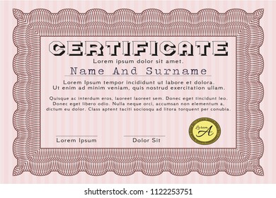 Red Diploma. With linear background. Customizable, Easy to edit and change colors. Cordial design. 