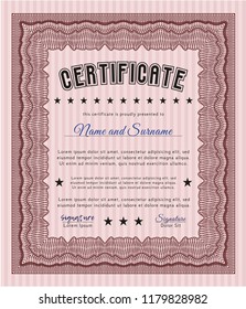 Red Diploma. With linear background. Detailed. Retro design. 